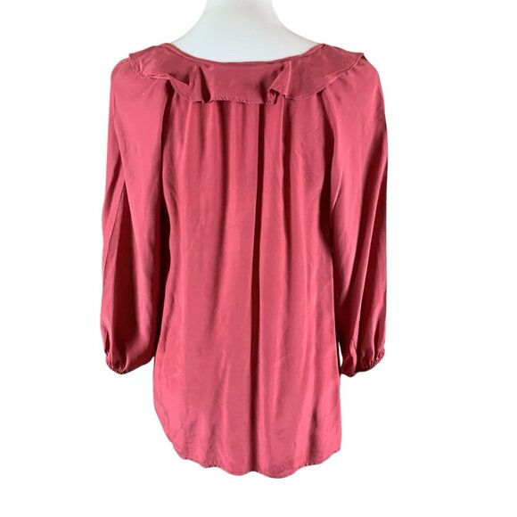 Nexx New York Silk Ruffle Front Romantic Boho Long Sleeve Blouse Rose Pink M - Picture 3 of 5